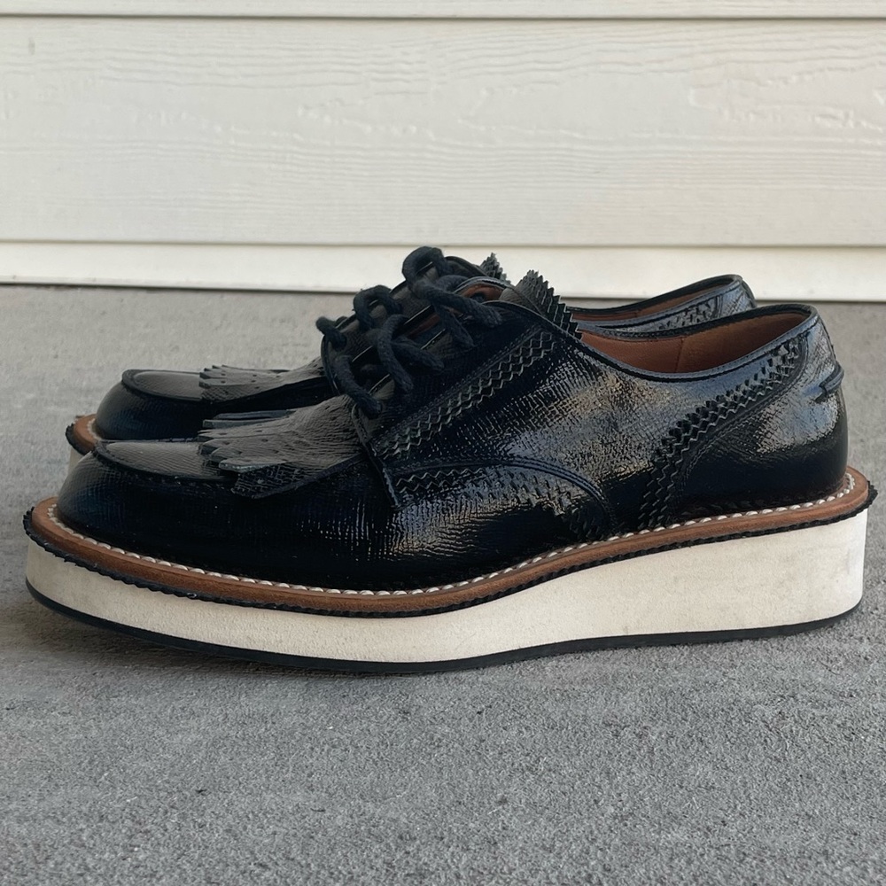 Givenchy Platform Lace-up Derby Black Leather Oxford shoes (Made in Italy)